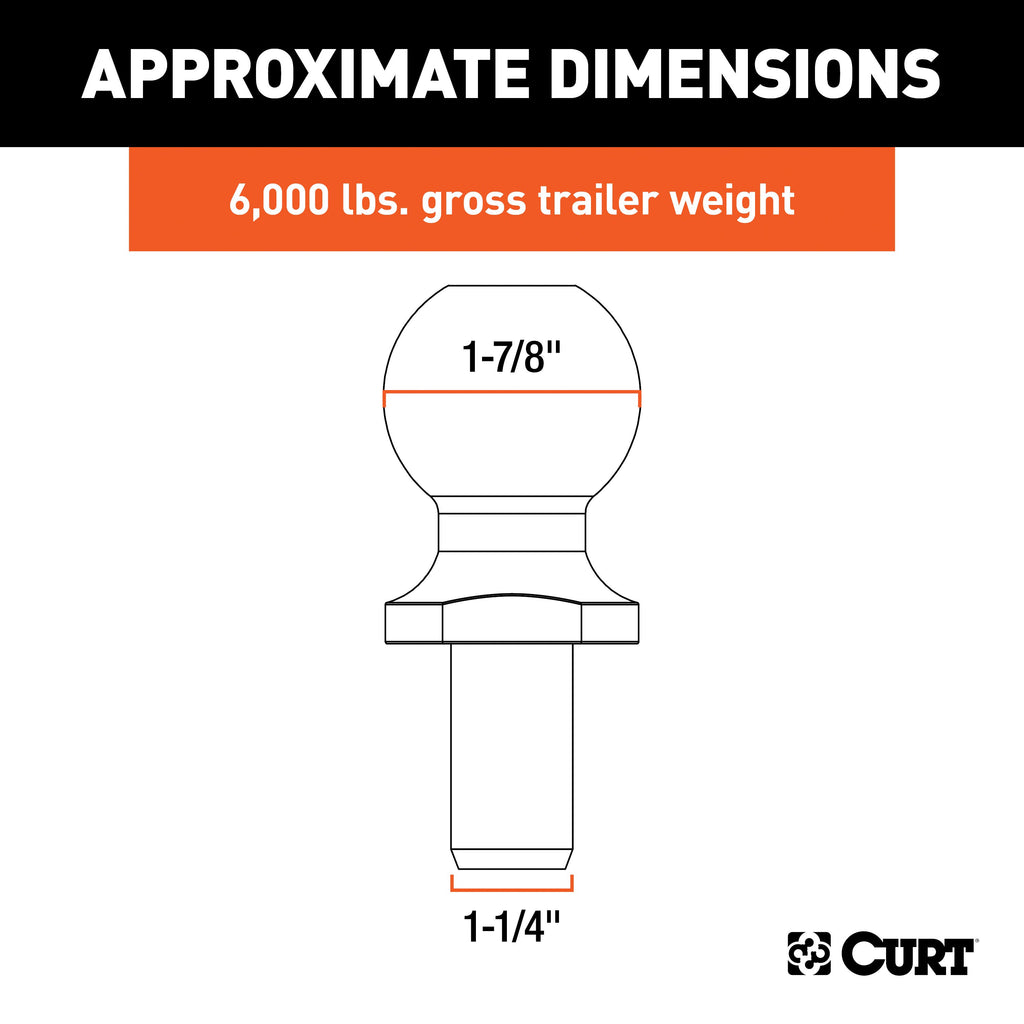 CURT 48810 Replacement 1-7/8" Pintle Ball (6,000 lbs., 1-1/4" Shank)