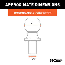 Load image into Gallery viewer, CURT 48820 Replacement 2" Pintle Ball (10,000 lbs., 1-1/4" Shank)