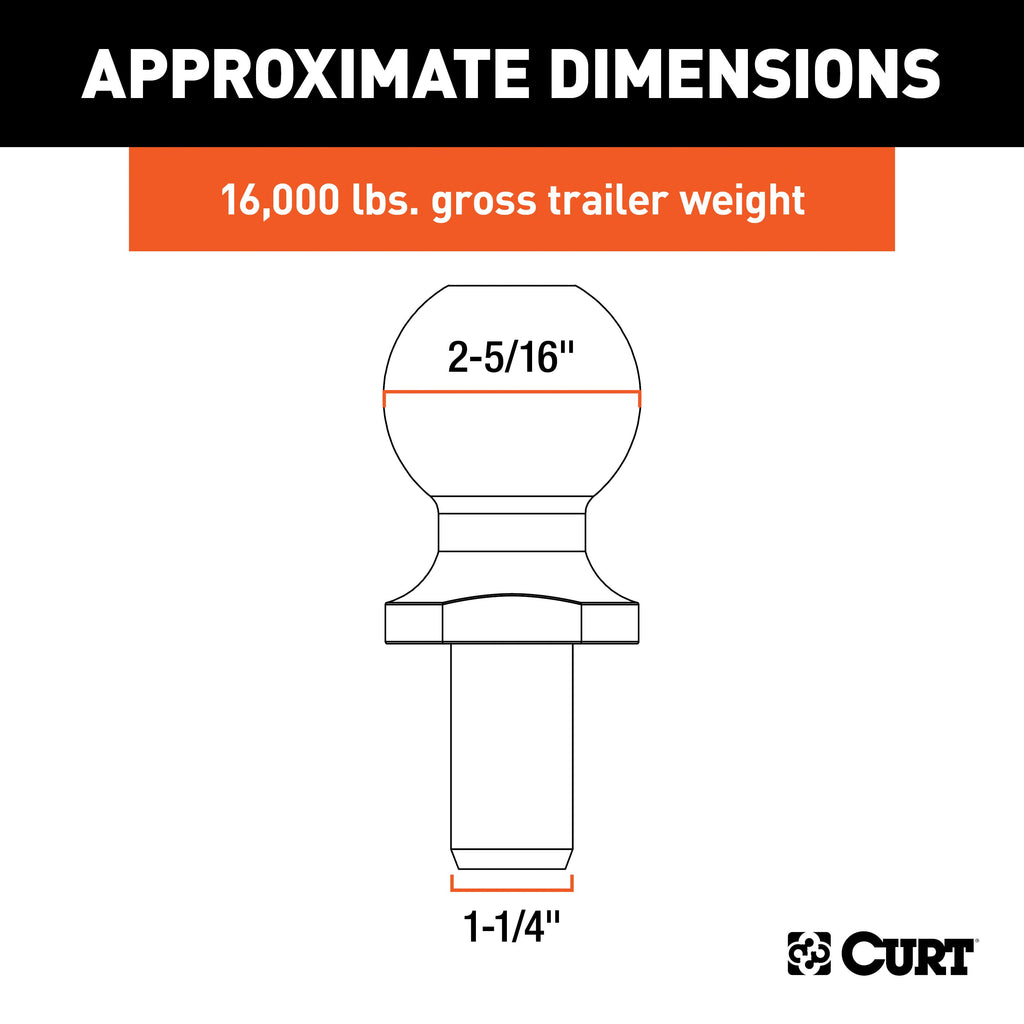 CURT 48830 Replacement 2-5/16" Pintle Ball (16,000 lbs., 1-1/4" Shank)