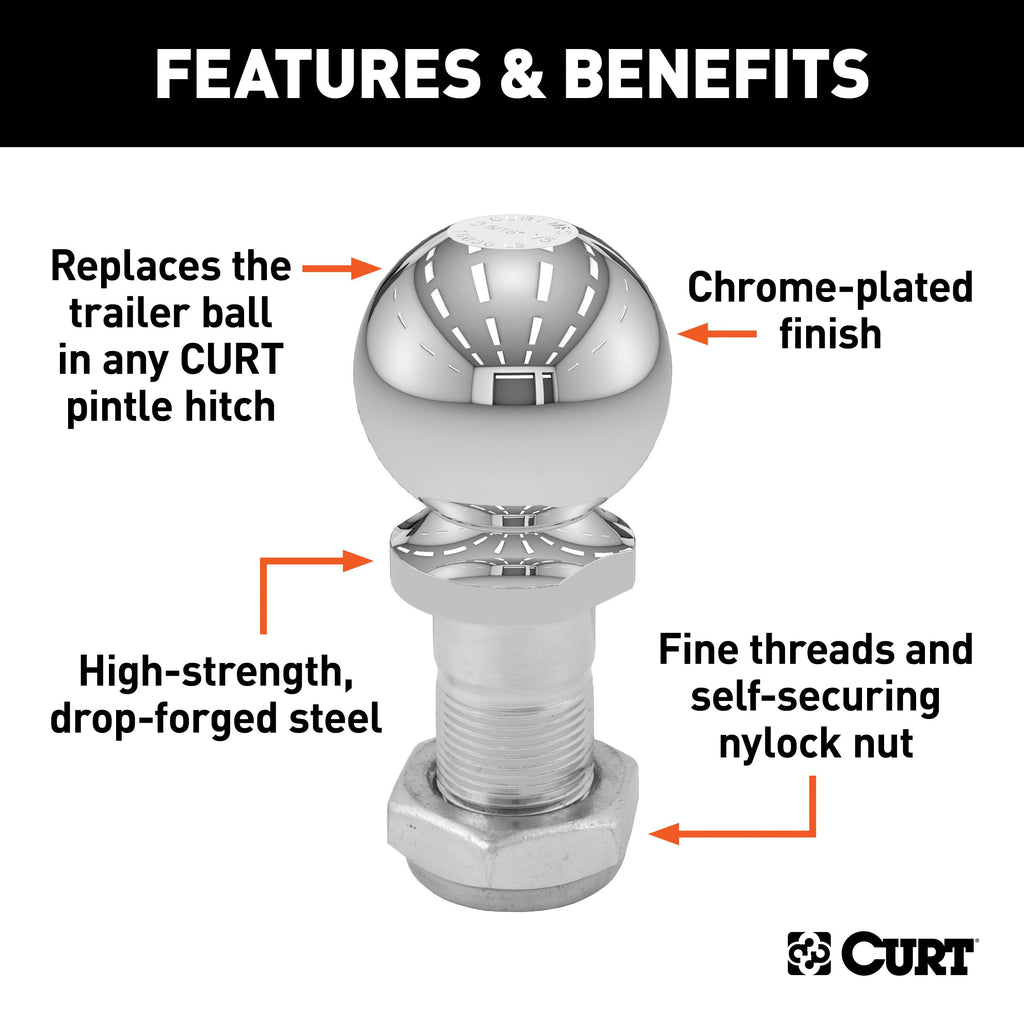 CURT 48830 Replacement 2-5/16" Pintle Ball (16,000 lbs., 1-1/4" Shank)