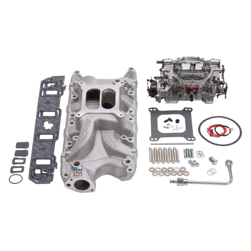 Manifold-And-Carb-Kit-Performer-Rpm-Small-Block-Ford-289-302-Natural-Finish