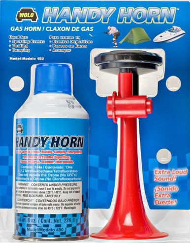 Wolo Horns 490 HANDY HORN- Hand Held Gas Air Horn with a 8oz. Safety Can of Environmentally Safe Gas