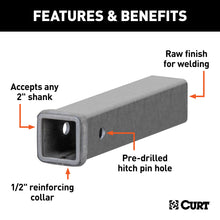 Load image into Gallery viewer, CURT 49120 12" Raw Steel Receiver Tubing (2" Receiver)