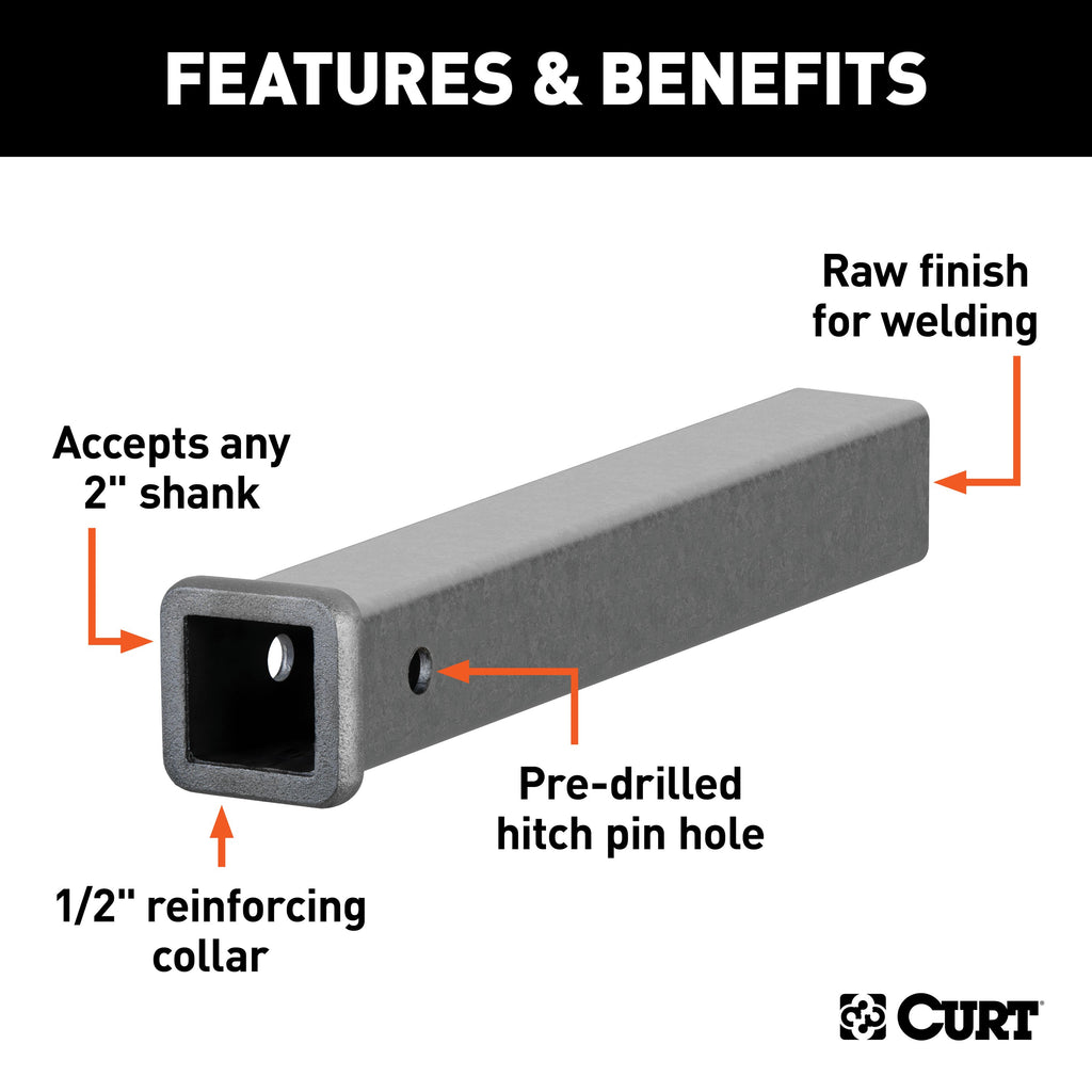 CURT 49180 18" Raw Steel Receiver Tubing (2" Receiver)