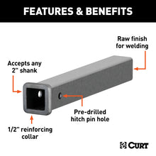 Load image into Gallery viewer, CURT 49180 18" Raw Steel Receiver Tubing (2" Receiver)