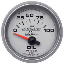 Load image into Gallery viewer, AutoMeter 4927 GAUGE, OIL PRESSURE, 2 1/16", 100PSI, ELECTRIC, ULTRA-LITE II