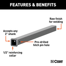 Load image into Gallery viewer, CURT 49360 36" Raw Steel Receiver Tubing (2" Receiver)