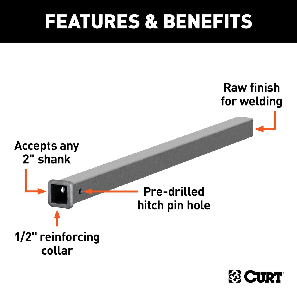 CURT 49480 48" Raw Steel Receiver Tubing (2" Receiver)