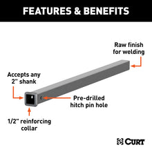 Load image into Gallery viewer, CURT 49480 48" Raw Steel Receiver Tubing (2" Receiver)
