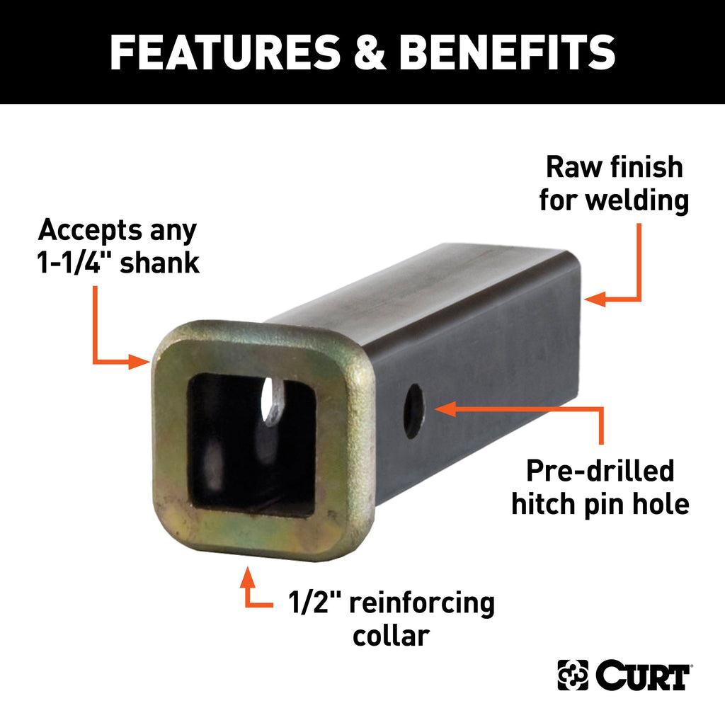 CURT 49506 6" Raw Steel Receiver Tubing (1-1/4" Receiver)