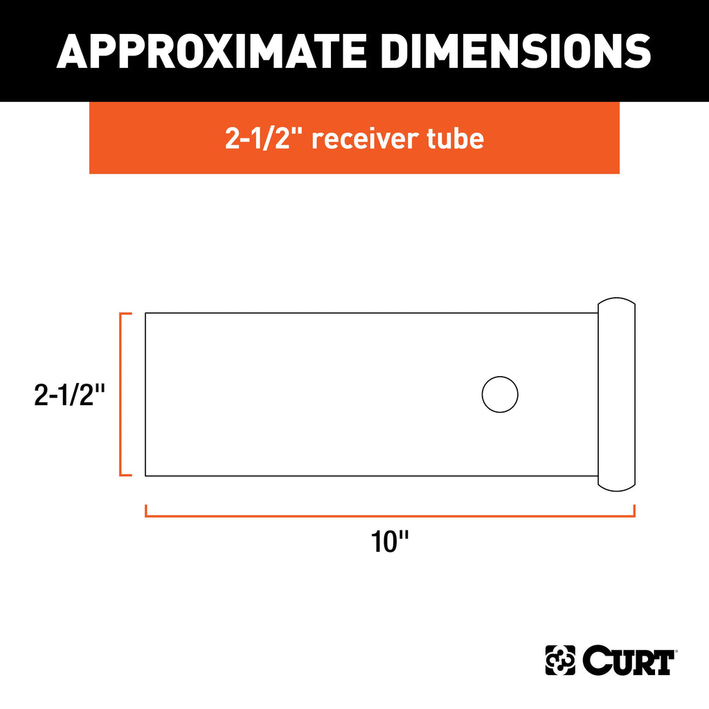 CURT 49510 10" Raw Steel Receiver Tubing (2-1/2" Receiver)