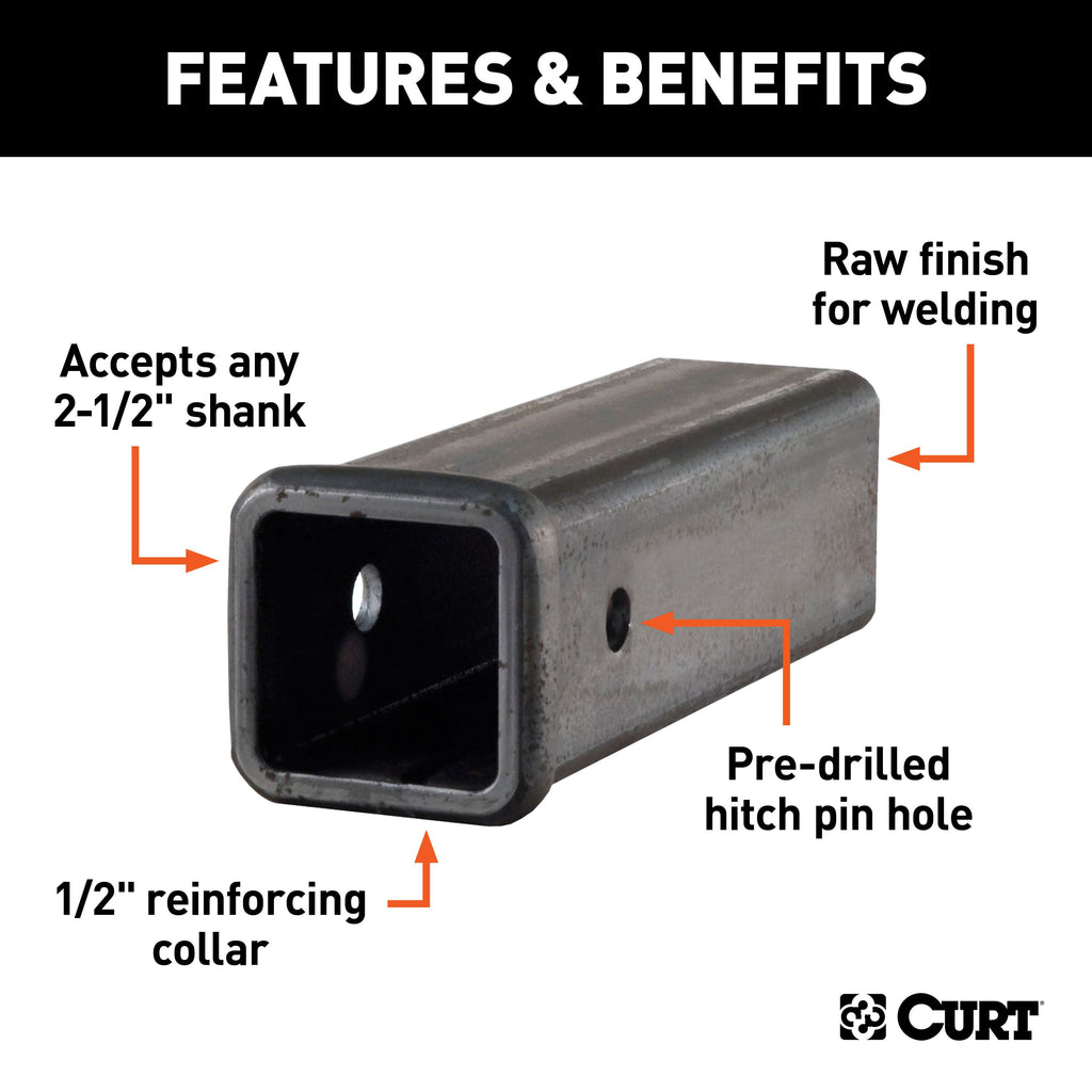 CURT 49510 10" Raw Steel Receiver Tubing (2-1/2" Receiver)