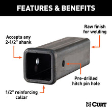 Load image into Gallery viewer, CURT 49510 10" Raw Steel Receiver Tubing (2-1/2" Receiver)