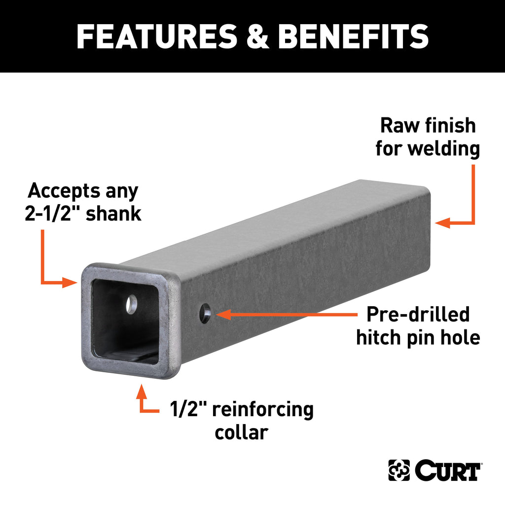 CURT 49511 18" Raw Steel Receiver Tubing (2-1/2" Receiver)