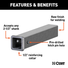 Load image into Gallery viewer, CURT 49511 18" Raw Steel Receiver Tubing (2-1/2" Receiver)