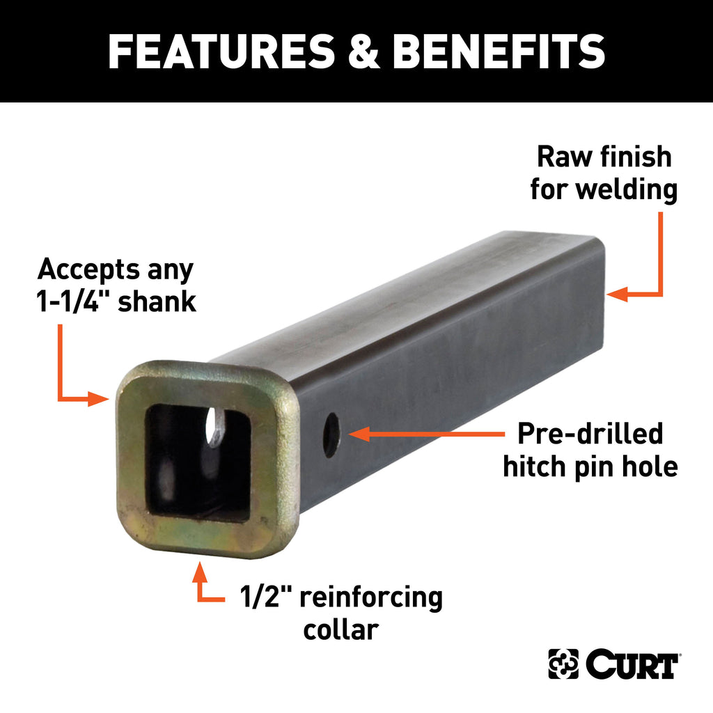CURT 49512 12" Raw Steel Receiver Tubing (1-1/4" Receiver)