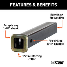 Load image into Gallery viewer, CURT 49512 12" Raw Steel Receiver Tubing (1-1/4" Receiver)