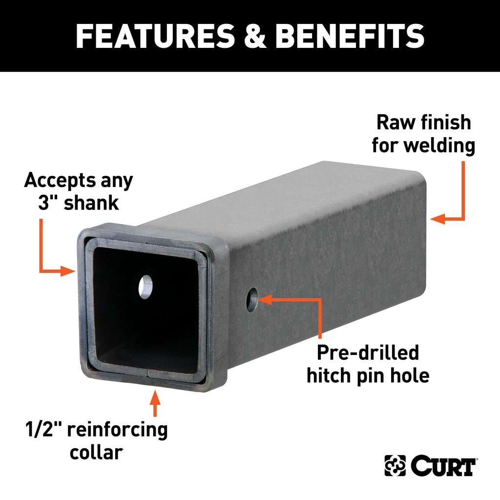 CURT 49513 12" Raw Steel Receiver Tubing (3" Receiver)