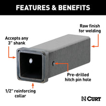 Load image into Gallery viewer, CURT 49513 12" Raw Steel Receiver Tubing (3" Receiver)