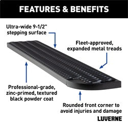 Luverne 495154-401800 LUVERNE 495154-401800 Grip Step XL 9-1/2 x 54-In Steel Passenger Side Running Bo for Select Dodge Sprinter 2500, Dodge Sprinter 3500, Freightliner Sprinter 2500, Freightliner Sprinter 3500, Mercedes-Benz Sprinter 2500, Mercedes-Benz