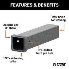 Load image into Gallery viewer, CURT 49515 18" Raw Steel Receiver Tubing (3" Receiver)
