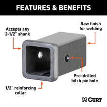 Load image into Gallery viewer, CURT 49516 6" Raw Steel Receiver Tubing (2-1/2" Receiver)