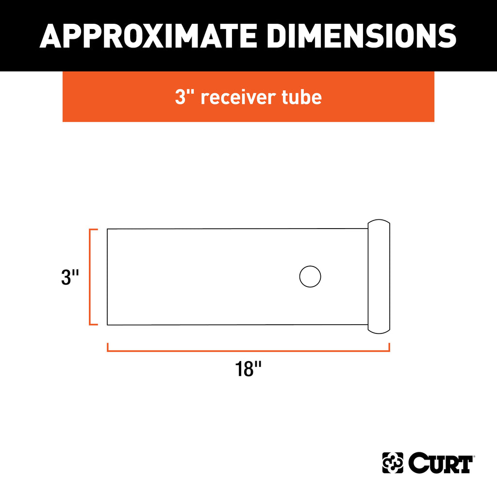CURT 49518 18" Raw Steel Receiver Tubing - 3" Receiver, 5/8" Pin Hole