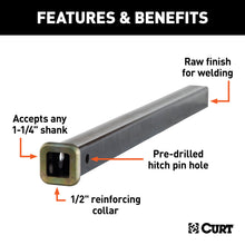 Load image into Gallery viewer, CURT 49524 24" Raw Steel Receiver Tubing (1-1/4" Receiver)