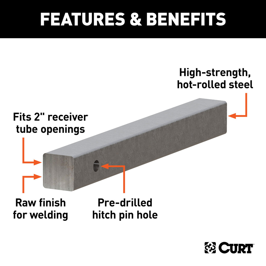 CURT 49533 2" x 18" Raw Steel Hitch Bar
