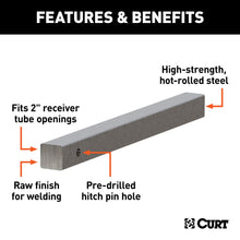 Load image into Gallery viewer, CURT 49536 2" x 24" Raw Steel Hitch Bar