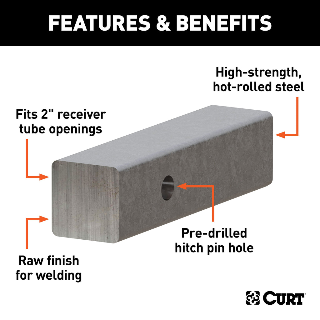 CURT 49537 2" x 8" Raw Steel Hitch Bar