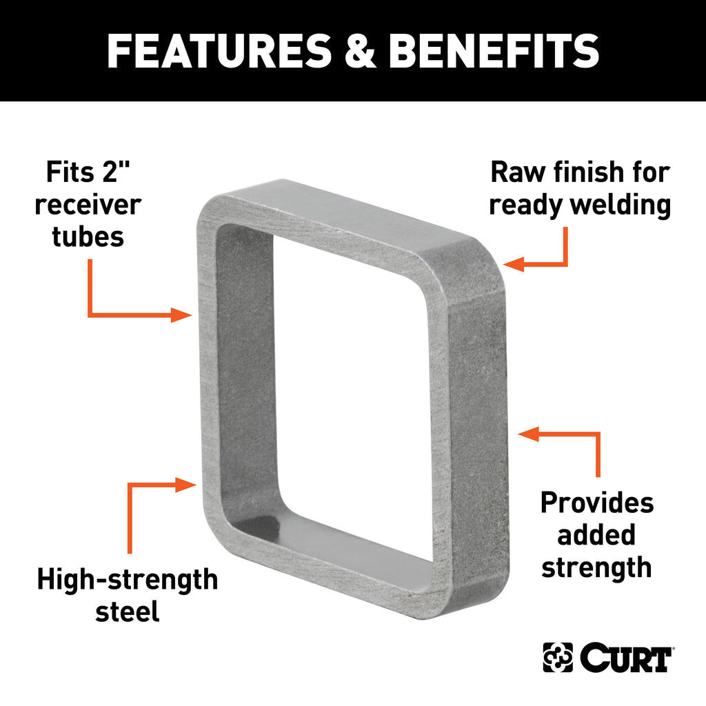 CURT 49770 Raw Steel Receiver Tube Reinforcement Collar (Fits 2" Receiver)