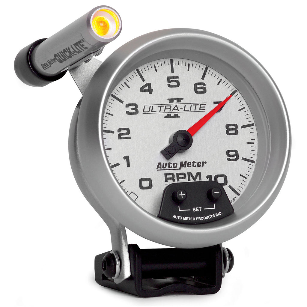AutoMeter 4990 GAUGE, TACHOMETER, 3 3/4", 10K RPM, PEDESTAL W/ EXT. QUICK-LITE, ULTRA-LITE II