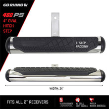 Load image into Gallery viewer, 4In-Rhino-Oval-Hitchstep-2In-Receivers-Side--Hitch-Steps-Polished-Stainless