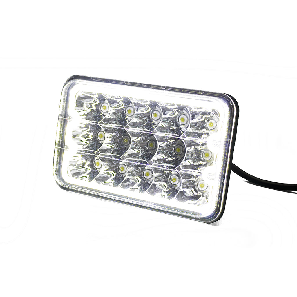 4X6in-45W-Led-Sealed-Beam-Conversion-Lenses-W-White-Led-Drl-Halo-(Pair)