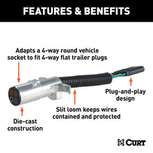 Load image into Gallery viewer, CURT 57444 Electrical Adapter (4-Way Round Vehicle to 4-Way Flat Trailer; Packaged) - Truck Part Superstore