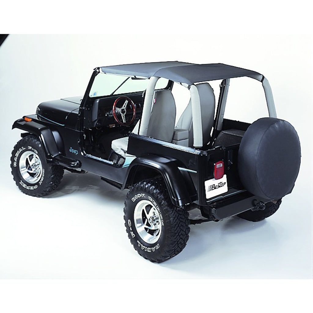 ~(5-Lbs.-12X11x4)~-Bikini-Top-Strapless-Safari-Style-Black-Denim-Jeep-92-95-Wrangler;-Safari-(Extended-Length);-Requires-51209-01-Channel