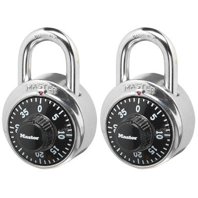 Master Lock 1500T 1-7/8in (48mm) Wide Combination Dial Padlock; 2-Pack