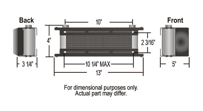 Derale 50100 10 Row Stack Plate Scoop Cooler, -10AN 7/8"-14 O-ring