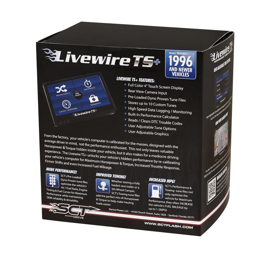 SCT Performance 5015P Livewire TS+ Performance Programmer And Monitor for Select Ford Aerostar, Ford Bronco, Ford Bronco Sport, Ford Contour, Ford Crown Victoria, Ford E-150, Ford E-150 Econoline, Ford E-250, Ford E-250 Econoline, Ford E-350 Club Wagon,