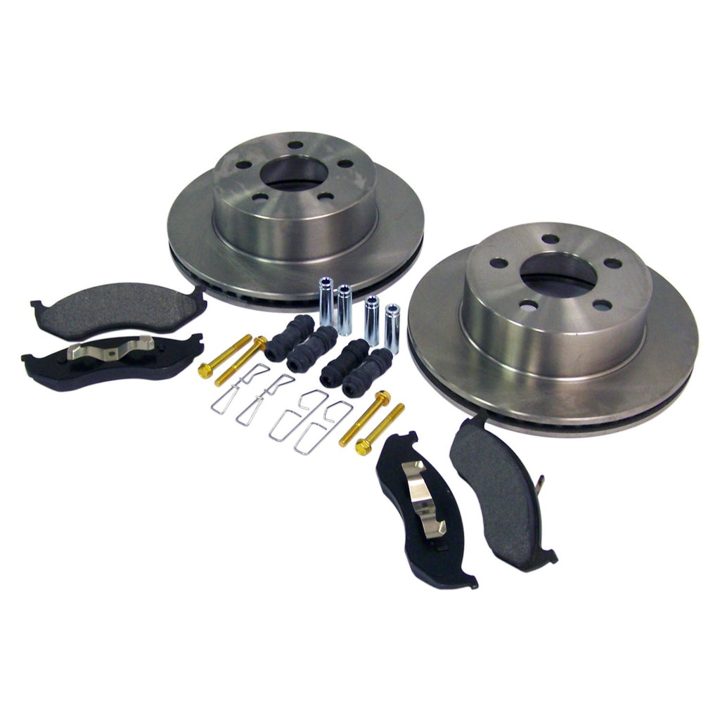 Crown Automotive Jeep Replacement 5016434K Front Disc Brake Serv. Kit for 99-06 Jeep TJ Wrangler, XJ Cherokee w/ Cast Rotor for Select Jeep Cherokee, Jeep TJ, Jeep Wrangler