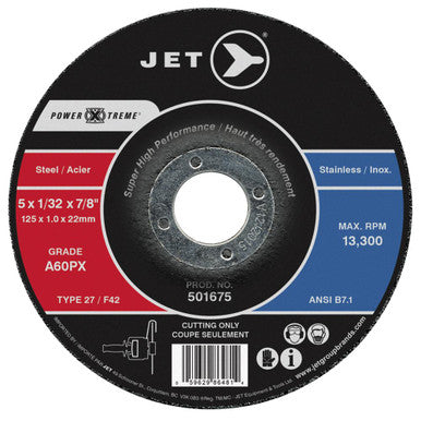 JET 501682 6 x 1/16 x 7/8 A46PX POWER-XTREME T27 Cut-Off Wheel