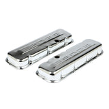 Trans-Dapt 9848 502 C.I.D. Logo Design Valve Covers; SHORT; 1965-2000 BB Chevy 502-CHROME