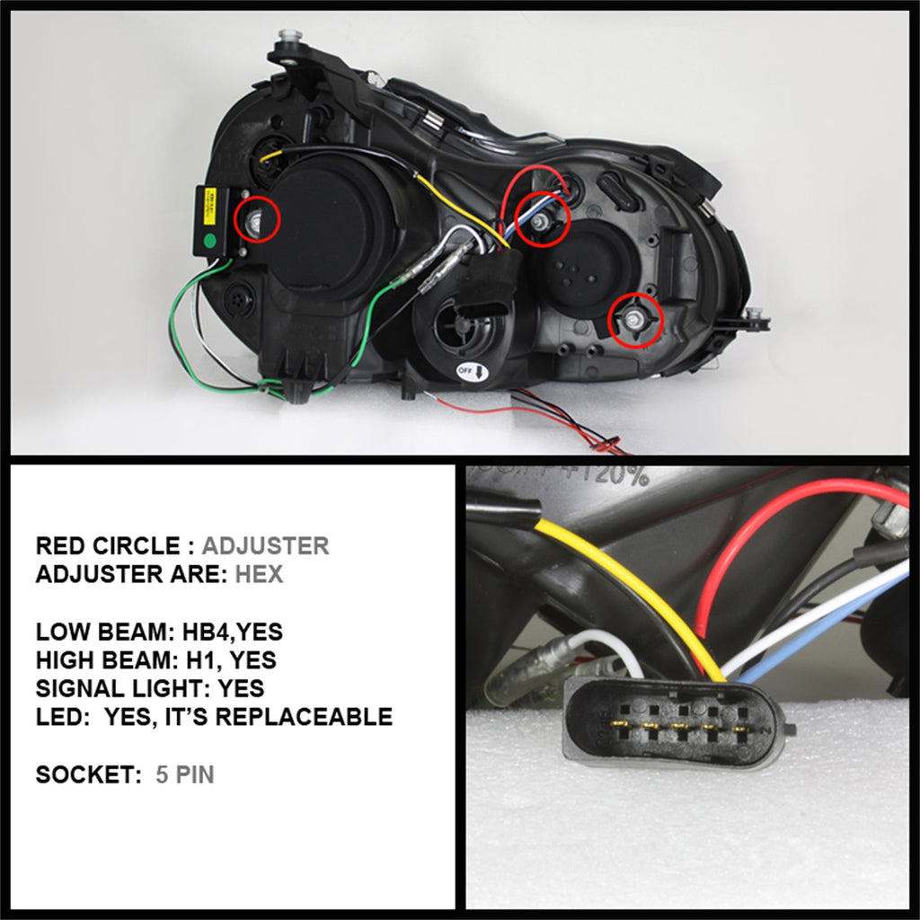 Spyder Auto 5038029 Halo DRL LED Projector Headlight for Select Mercedes-Benz CLK320, Mercedes-Benz CLK350, Mercedes-Benz CLK430, Mercedes-Benz CLK500, Mercedes-Benz CLK55 AMG, Mercedes-Benz CLK550, Mercedes-Benz CLK63 AMG
