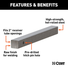 Load image into Gallery viewer, CURT 49534 CURT 49534 2-Inch x 20-Inch Weld-On Raw Steel Trailer Hitch Bar Shank - Truck Part Superstore