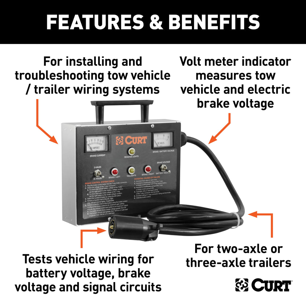 CURT 51498 CURT 51498 7-Way RV Blade Trailer Brake Controller Tester - Truck Part Superstore
