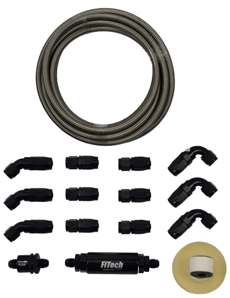 FiTech Fuel Injection 51001 Go Fuel AN-6 Stainless Steel 20 Ft Hose Kit with Filter