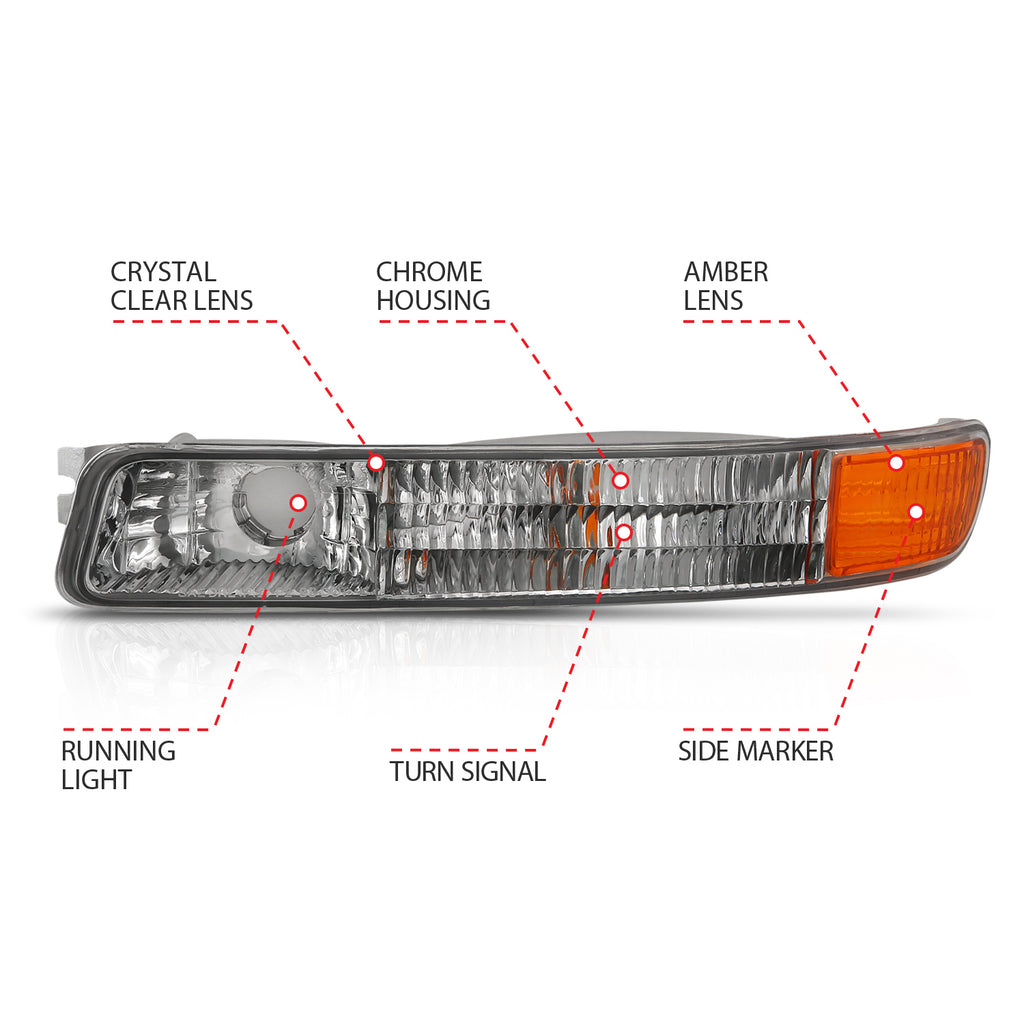 ANZO USA 511084 Crystal Parking Light for Select GMC Sierra 1500, GMC Sierra HD, GMC Yukon, GMC Yukon XL 1500, GMC Yukon XL