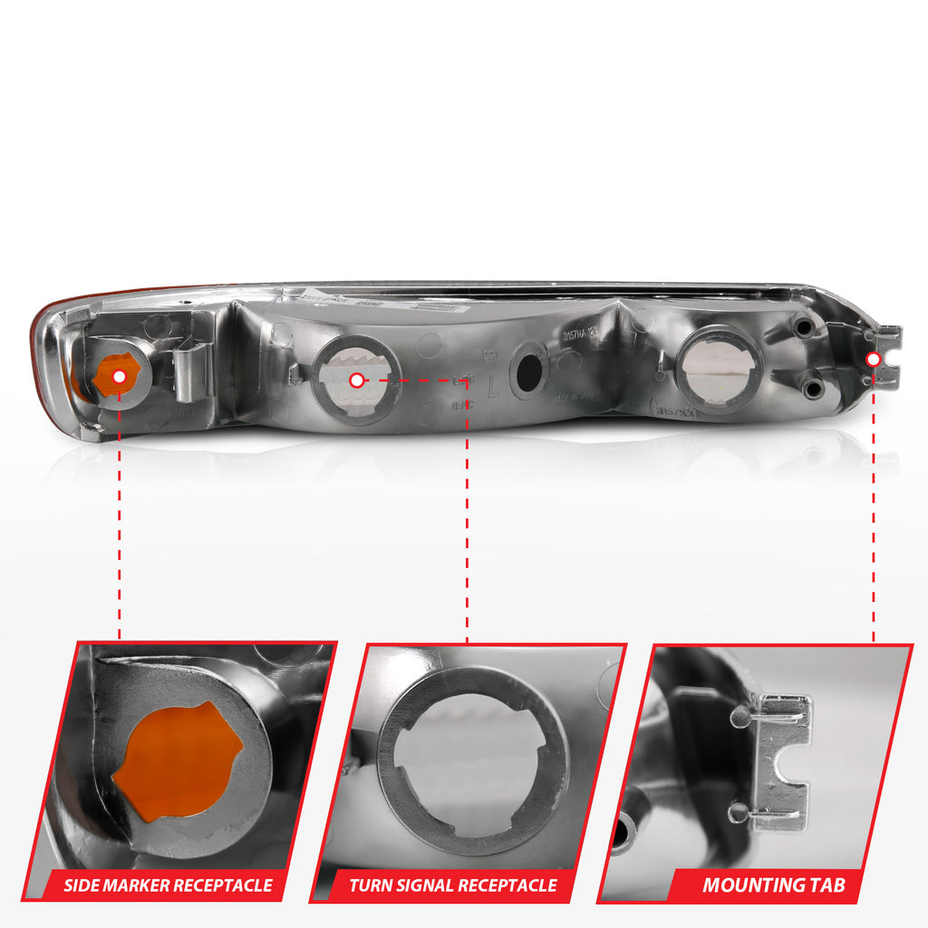 ANZO USA 511084 Crystal Parking Light for Select GMC Sierra 1500, GMC Sierra HD, GMC Yukon, GMC Yukon XL 1500, GMC Yukon XL