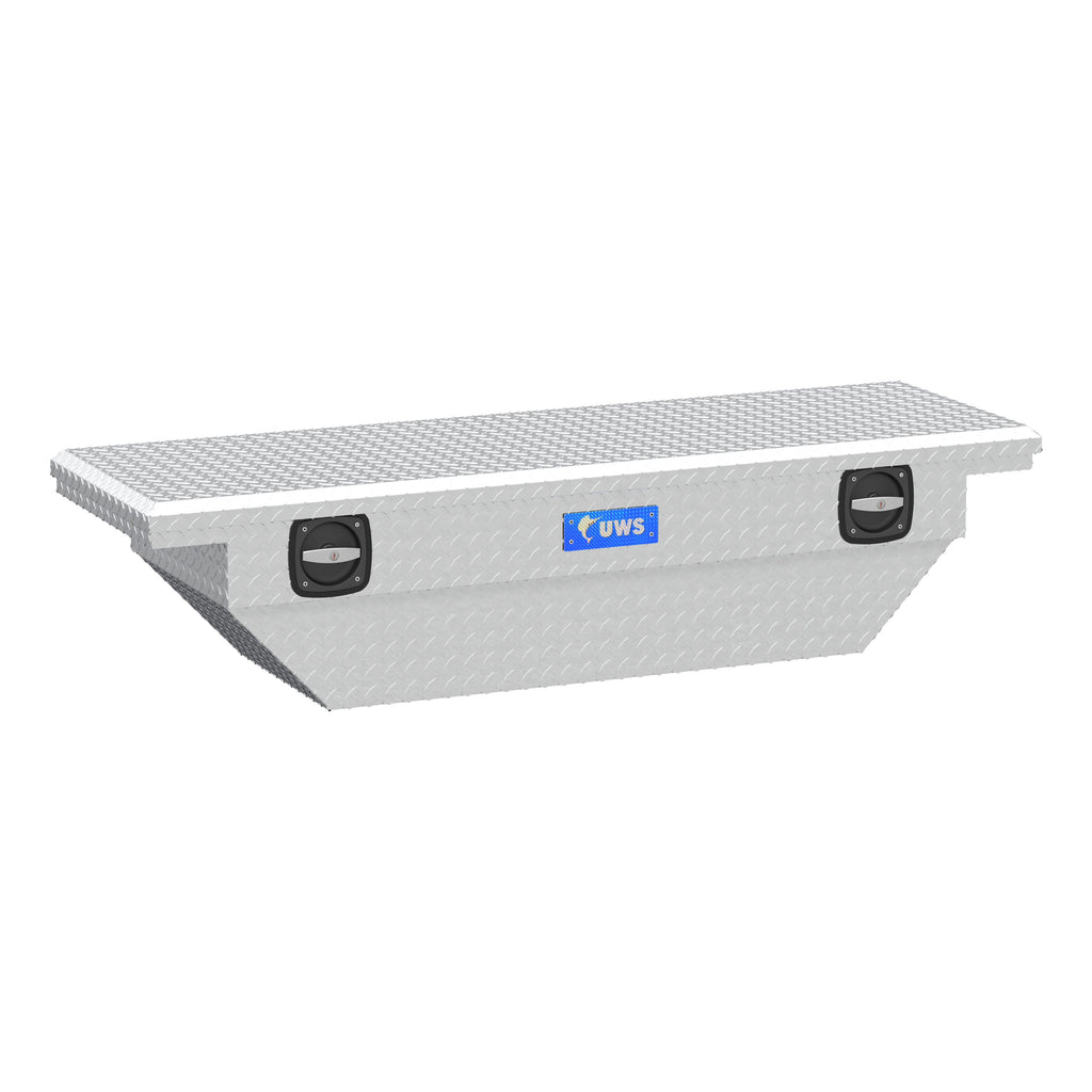 UWS EC11021 Bright Aluminum 63in. Secure Lock Angled Tool Box; Low Profile (Heavy Packaging) - Truck Part Superstore